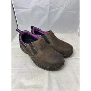 Avenger Women's A7165 Composite Toe Leather WP Slip-On Work Shoe Brown 8.5 W